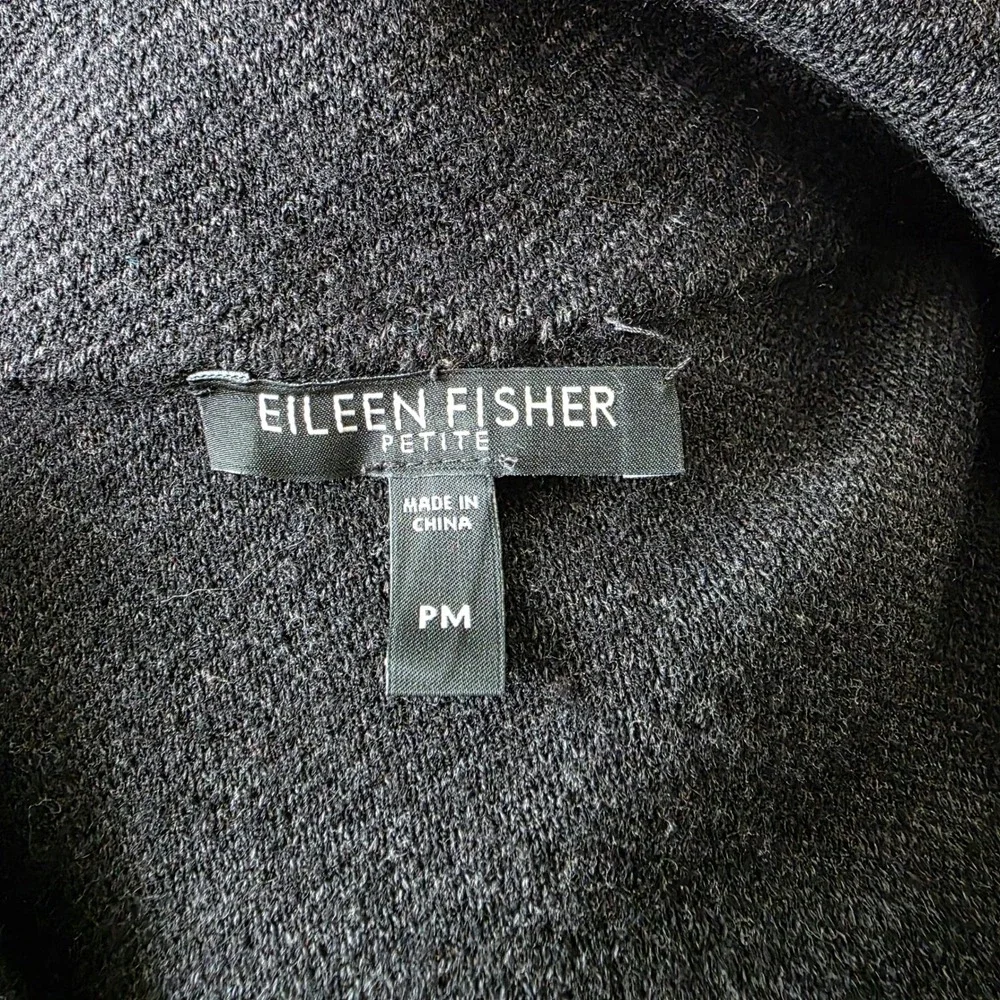 Eileen Fisher Petite‎ Charcoal Herringbone Wool Blend Blazer Jacket PM